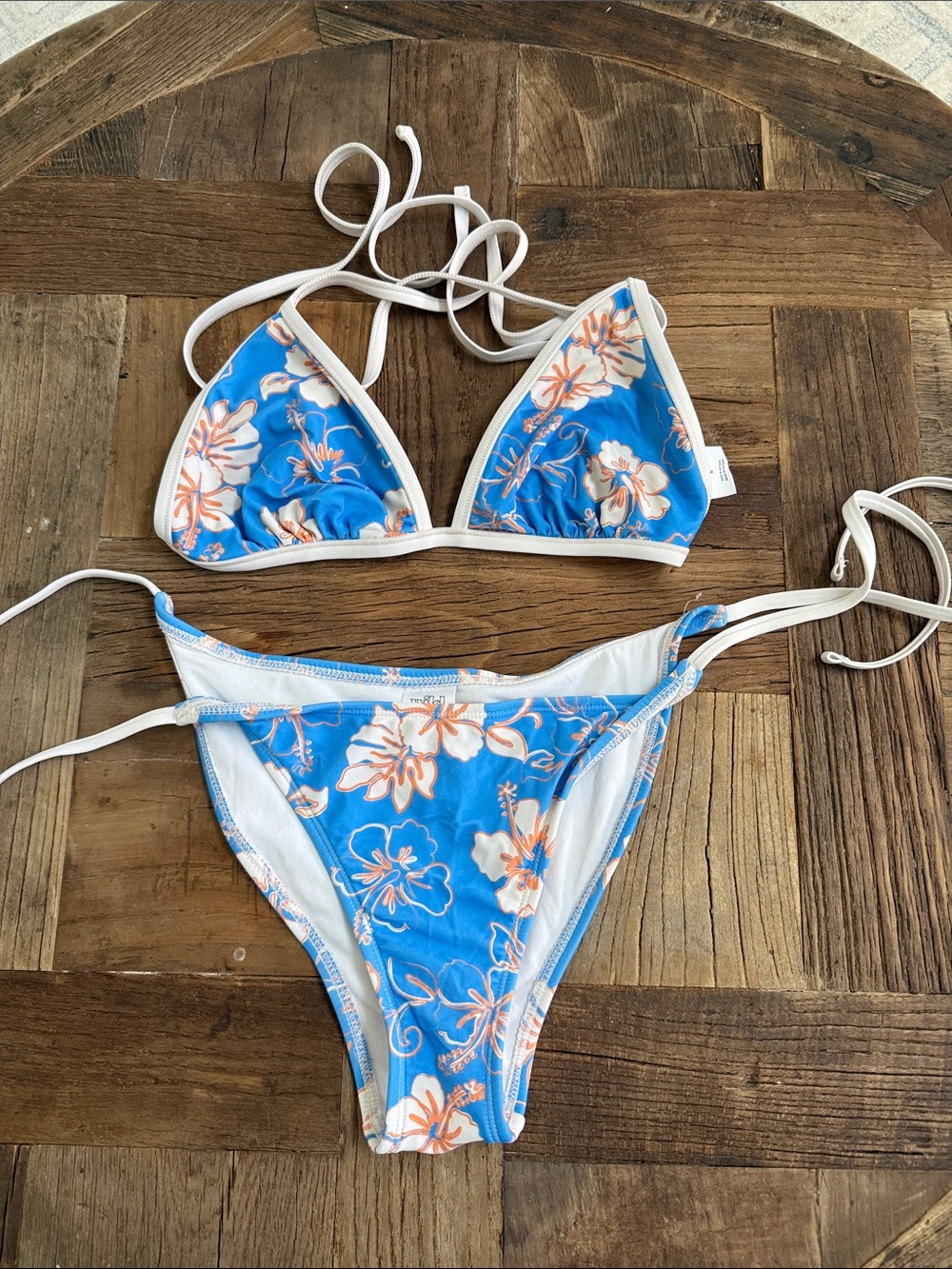 wild fable Blue Floral Tie-Back Triangle Bikini